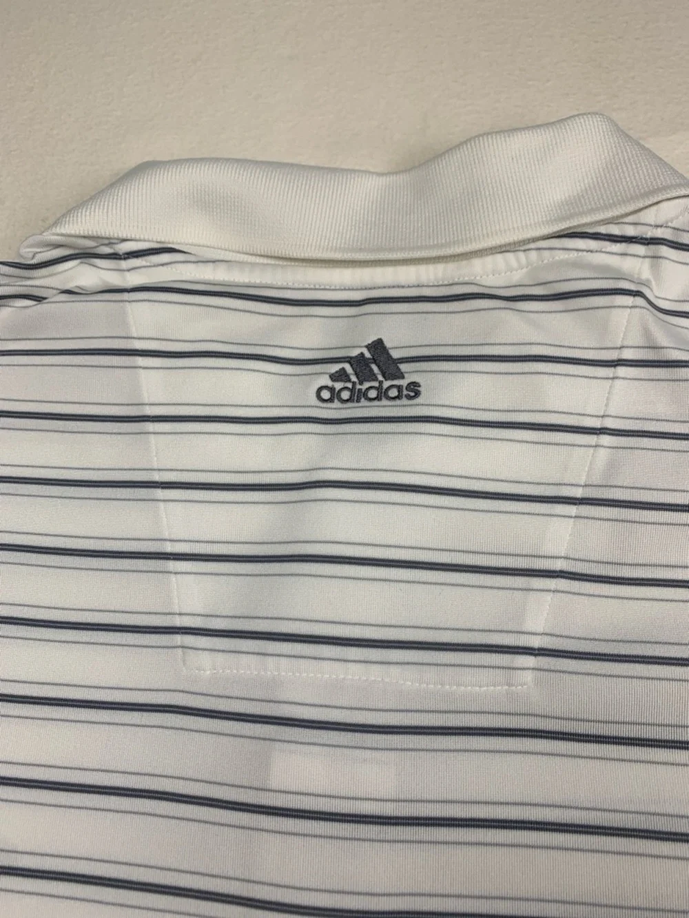 Adidas Windance Stripe White Gray Navy Golf Polo GUC XXL Climate Short‎ Sleeve
